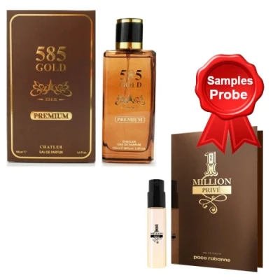 Chatler 585 Gold Premium Men 100 Ml + Perfume Sample Spray Paco Rabanne 1 Million Prive 3 Chatler 585 Gold Premium Men 100 Ml + Perfume Sample Spray Paco Rabanne 1 Million Prive
