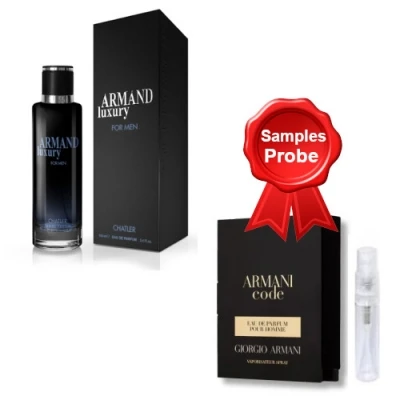 Chatler Armand Luxury Black Men 100 Ml + Perfume Sample Spray Armani Code Men 3 Chatler Armand Luxury Black Men 100 Ml + Perfume Sample Spray Armani Code Men