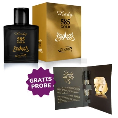Chatler 585 Gold Lady 100 Ml + Perfume Sample Spray Paco Rabanne Lady Million 3 Chatler 585 Gold Lady 100 Ml + Perfume Sample Spray Paco Rabanne Lady Million