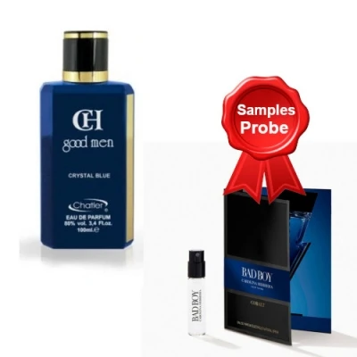 Chatler CH Good Men Crystal Blue 100 Ml + Perfume Sample Spray Carolina Herrera Bad Boy Cobalt 3 Chatler CH Good Men Crystal Blue 100 Ml + Perfume Sample Spray Carolina Herrera Bad Boy Cobalt