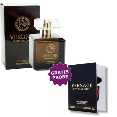 Chatler Veronic Night Brilliant 100 Ml + Perfume Sample Spray Versace Crystal Noir 3 Chatler Veronic Night Brilliant 100 Ml + Perfume Sample Spray Versace Crystal Noir
