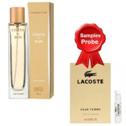 Christopher Dark Costa Del Sun Brown 100 Ml + Perfume Sample Lacoste Pour Femme