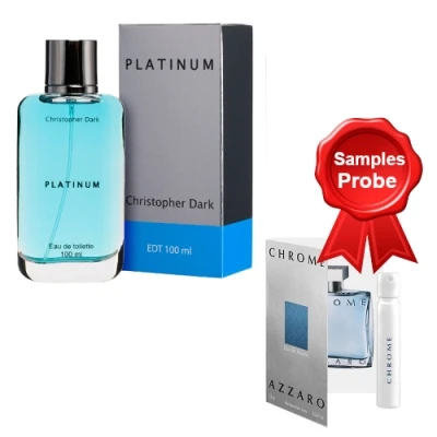 Christopher Dark Platinum Men 100 Ml + Perfume Sample Spray Azzaro Chrome 3 Christopher Dark Platinum Men 100 Ml + Perfume Sample Spray Azzaro Chrome