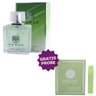 Cote Azur Verse Green 100 Ml + Perfume Sample Spray Versace Versense 3 Cote Azur Verse Green 100 Ml + Perfume Sample Spray Versace Versense