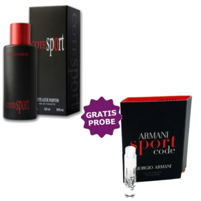 Cote Azur Cote Sport 100 Ml + Perfume Sample Spray Giorgio Armani Code Sport 3 Cote Azur Cote Sport 100 Ml + Perfume Sample Spray Giorgio Armani Code Sport