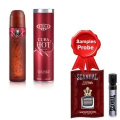 Cuba Hot Men 100 Ml + Perfume Sample Jean Paul Gaultier Scandal Homme