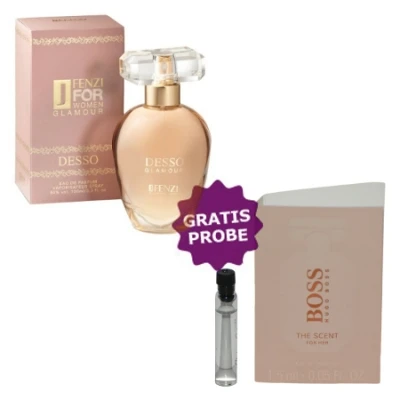 JFenzi Desso Glamour 100 Ml + Perfume Sample Spray Hugo Boss The Scent Her 3 JFenzi Desso Glamour 100 Ml + Perfume Sample Spray Hugo Boss The Scent Her