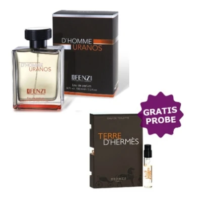 JFenzi Uranos D'Homme 100 Ml + Perfume Sample Spray Hermes Terre D'Hermes 3 JFenzi Uranos D'Homme 100 Ml + Perfume Sample Spray Hermes Terre D'Hermes