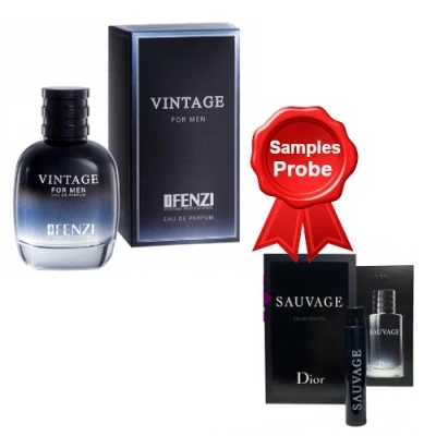 JFenzi Vintage Men 100 Ml + Perfume Sample Spray Dior Sauvage 3 JFenzi Vintage Men 100 Ml + Perfume Sample Spray Dior Sauvage
