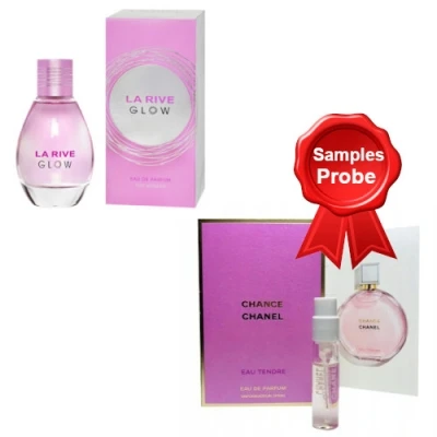 La Rive Glow 90 Ml + Perfume Sample Spray Chanel Chance Eau Tendre 3 La Rive Glow 90 Ml + Perfume Sample Spray Chanel Chance Eau Tendre