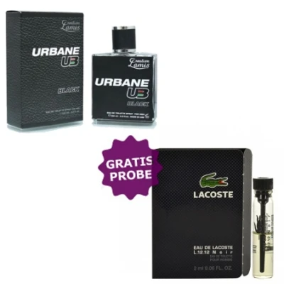 Lamis Urbane UB Black 100 Ml + Perfume Sample Spray Lacoste L.12.12 Noir 3 Lamis Urbane UB Black 100 Ml + Perfume Sample Spray Lacoste L.12.12 Noir