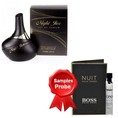 Linn Young Night Jive 100 Ml + Perfume Sample Spray Hugo Boss Nuit Femme 3 Linn Young Night Jive 100 Ml + Perfume Sample Spray Hugo Boss Nuit Femme
