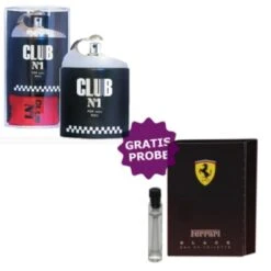 New Brand CLUB No.1 Men 100 Ml + Perfume Sample Spray Ferrari Black