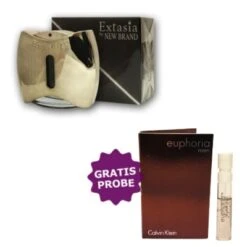 New Brand Extasia Men 100 Ml + Perfume Sample Spray Calvin Klein Euphoria Men