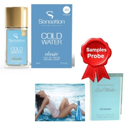 Sensation 419 Cold Water 36 Ml + Perfume Sample Davidoff Cool Water Women 3 Sensation 419 Cold Water 36 Ml + Perfume Sample Davidoff Cool Water Women